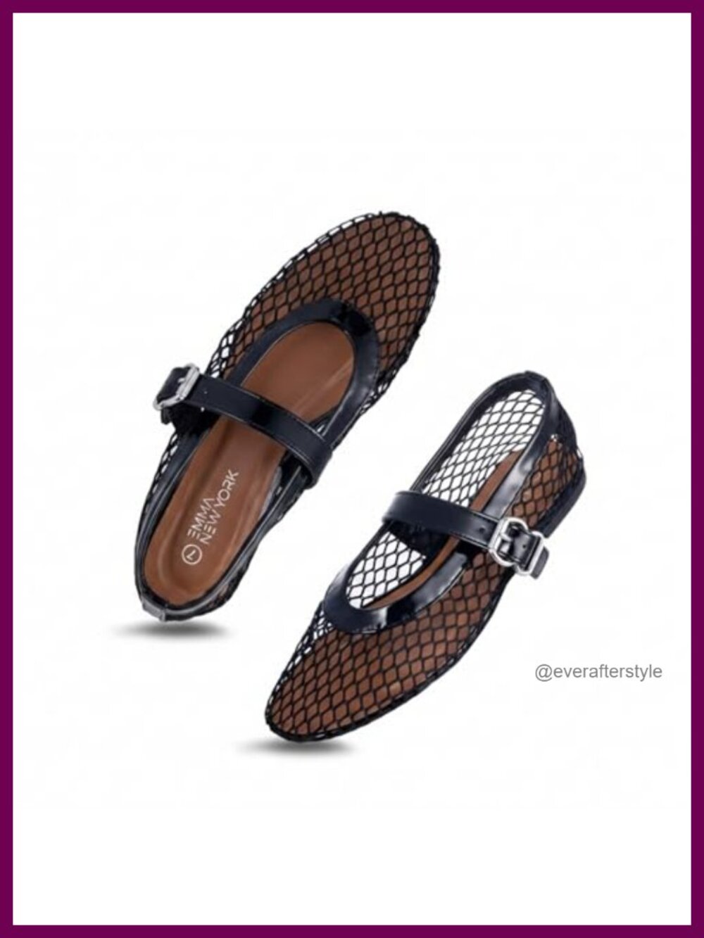 Mesh Ballet Flats Women Square Toe Buckle Strap Non-Slip Cushioned